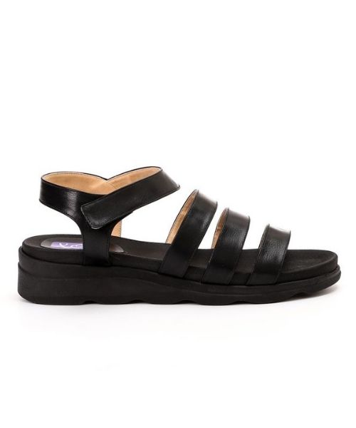 XO Style Faux Leather Flat Sandal For Women - Black