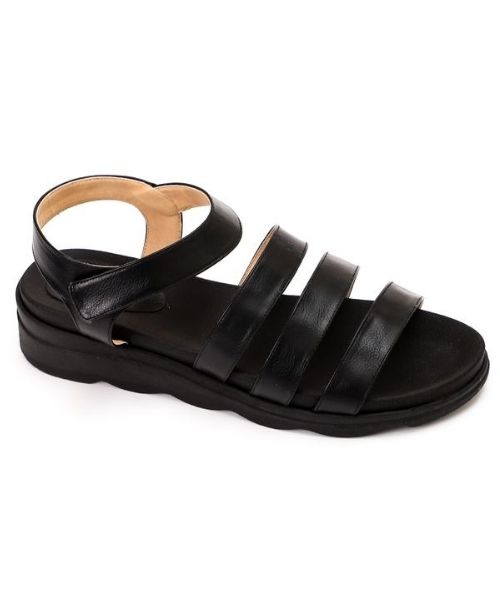 XO Style Faux Leather Flat Sandal For Women - Black