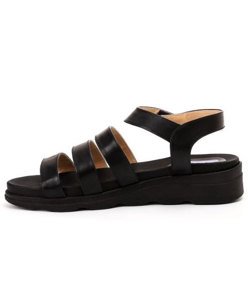 XO Style Faux Leather Flat Sandal For Women - Black