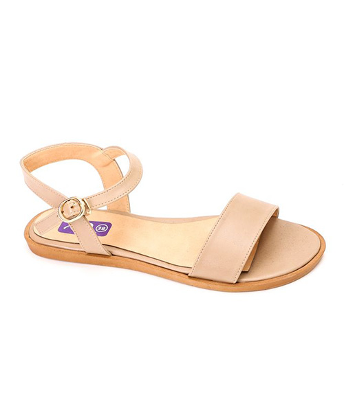 XO Style Faux Leather Flat Sandal For Women - Beige