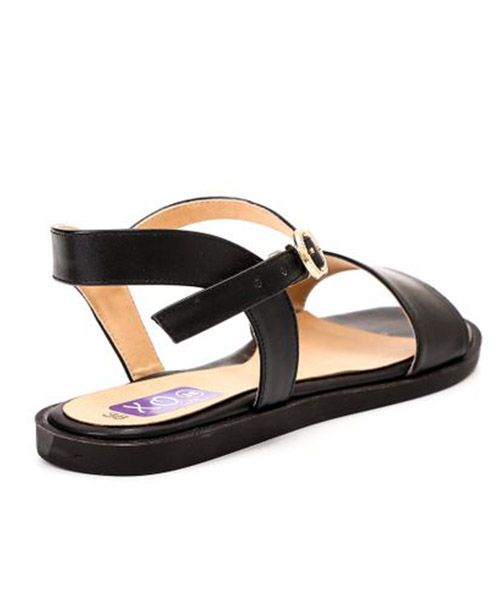 XO Style Faux Leather Flat Sandal For Women - Black