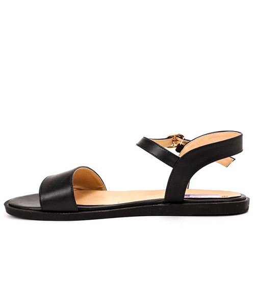 XO Style Faux Leather Flat Sandal For Women - Black