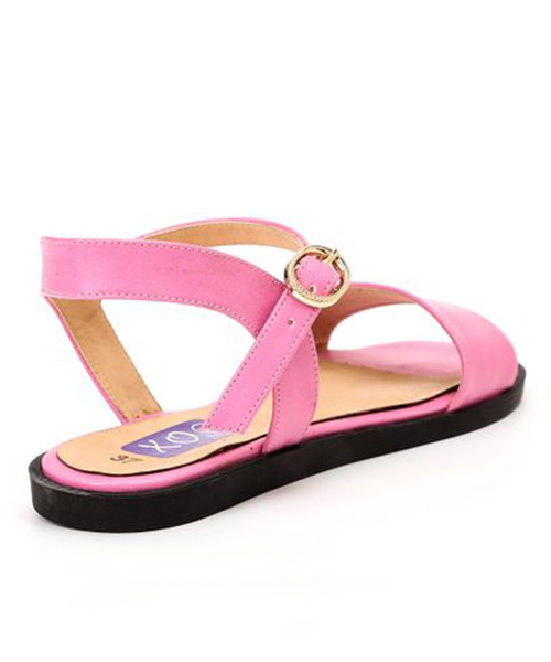 XO Style Faux Leather Flat Sandal For Women - Pink