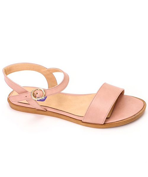 XO Style Faux Leather Flat Sandal For Women - Rose