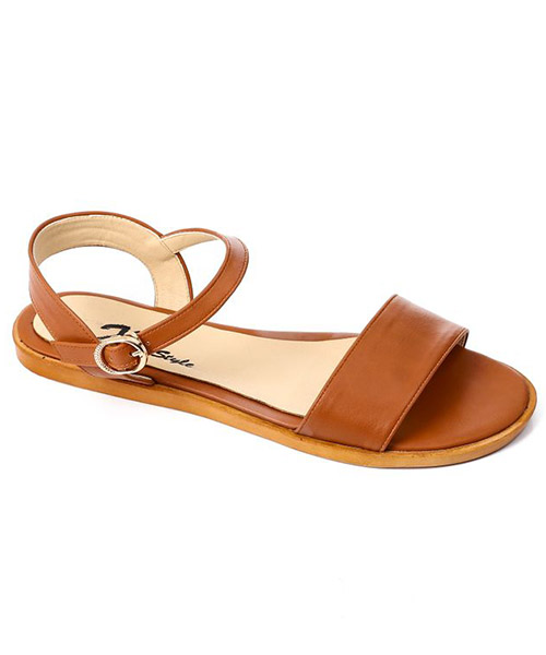 XO Style Faux Leather Flat Sandal For Women - Havana