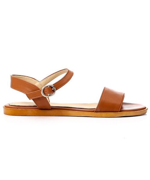 XO Style Faux Leather Flat Sandal For Women - Havana