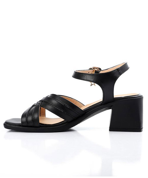 XO Style Faux Leather Heel Sandal For Women - Black