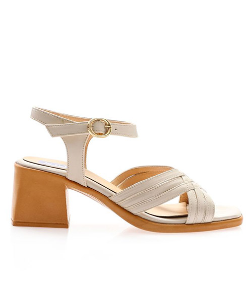 XO Style Faux Leather Heel Sandal For Women - Beige