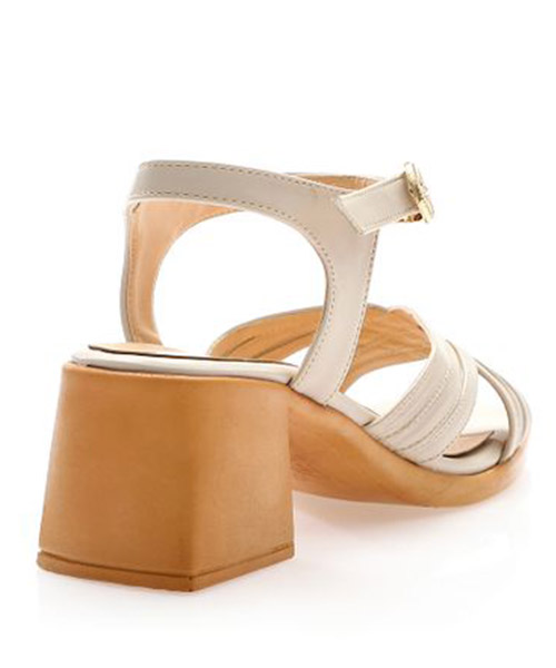 XO Style Faux Leather Heel Sandal For Women - Beige