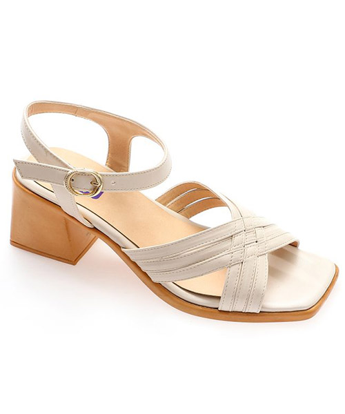 XO Style Faux Leather Heel Sandal For Women - Beige