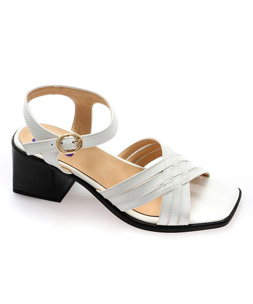 XO Style Faux Leather Heel Sandal For Women - White Black