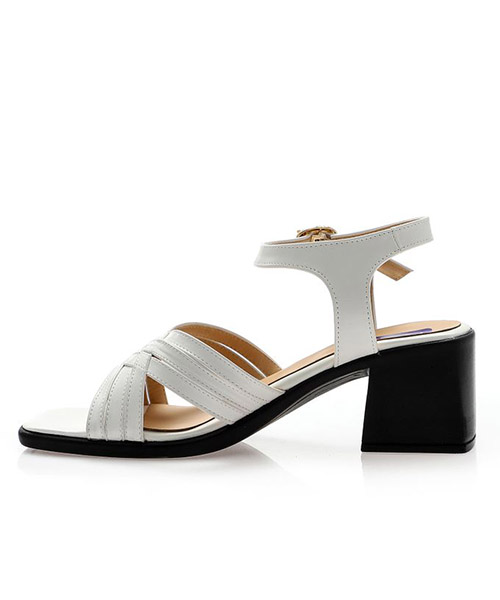 XO Style Faux Leather Heel Sandal For Women - White Black