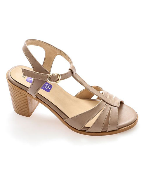 XO Style Faux Leather Heel Sandal For Women - Beige