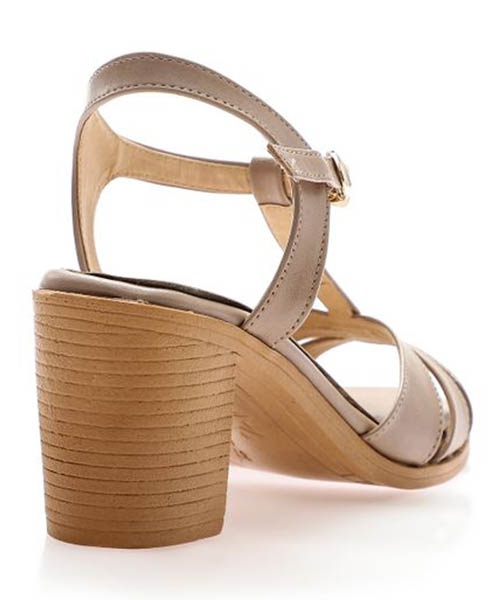 XO Style Faux Leather Heel Sandal For Women - Beige