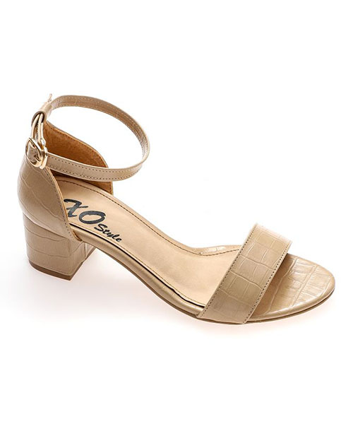 XO Style Faux Leather Heel Sandal For Women - Beige