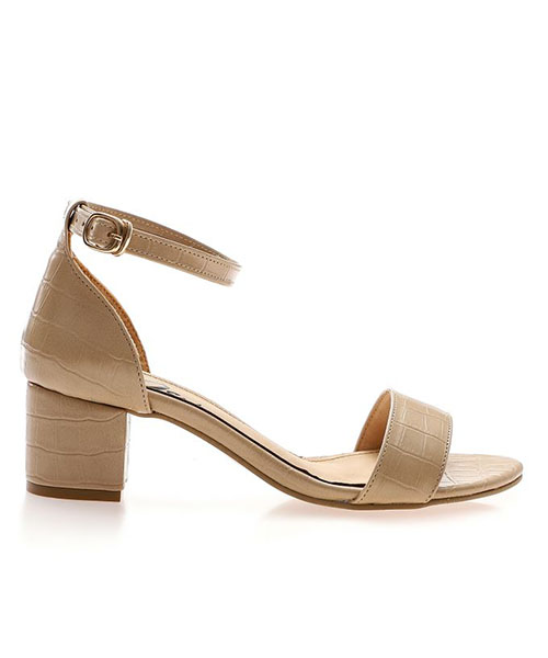 XO Style Faux Leather Heel Sandal For Women - Beige