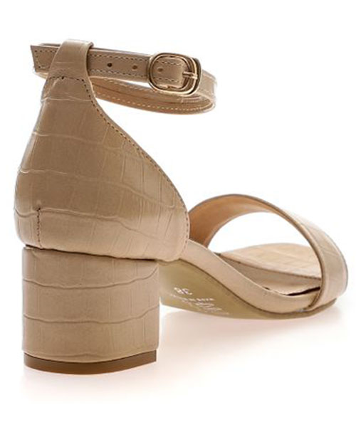 XO Style Faux Leather Heel Sandal For Women - Beige