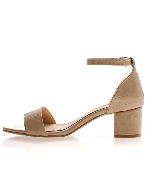 XO Style Faux Leather Heel Sandal For Women - Beige