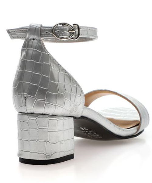 XO Style Faux Leather Heel Sandal For Women - Silver