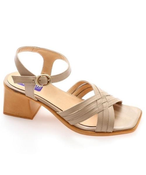 XO Style Faux Leather Heel Sandal For Women - Cafe