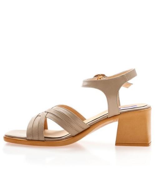 XO Style Faux Leather Heel Sandal For Women - Cafe