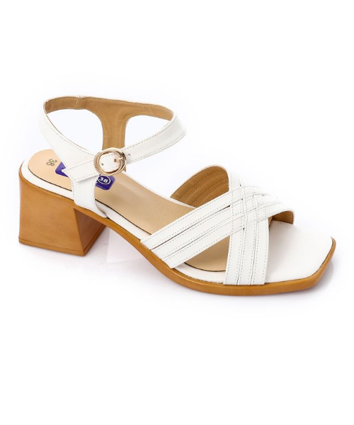 XO Style Faux Leather Heel Sandal For Women - White Havana