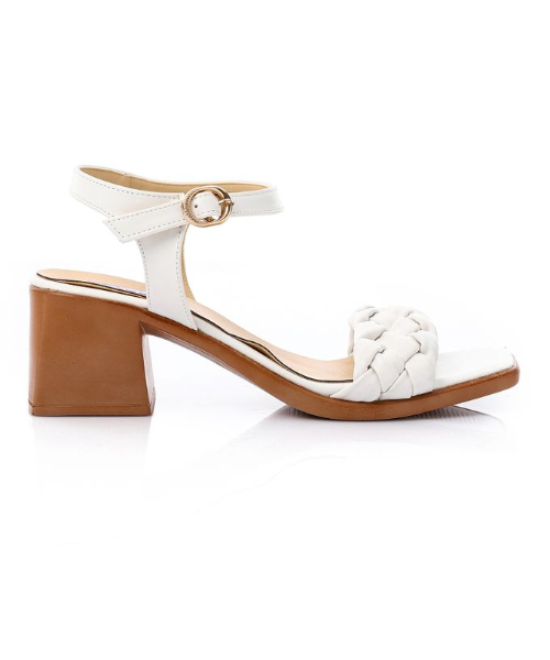 XO Style Faux Leather Heel Sandal For Women - White Havana