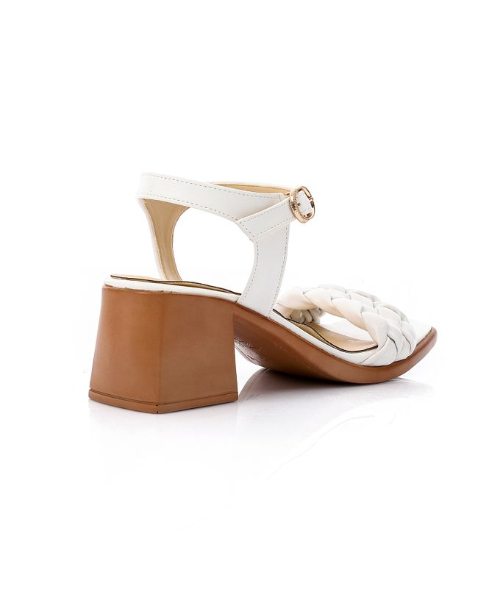 XO Style Faux Leather Heel Sandal For Women - White Havana