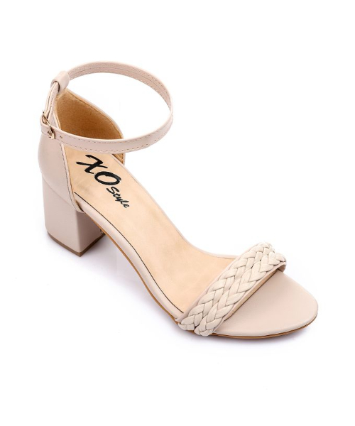 XO Style Faux Leather Heel Sandal For Women - Beige