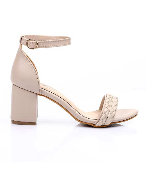 XO Style Faux Leather Heel Sandal For Women - Beige