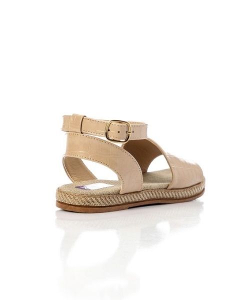 XO Style Faux Leather Flat Sandal For Women - Beige