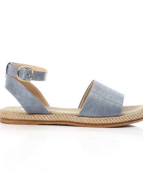 XO Style Faux Leather Flat Sandal For Women - Light Blue