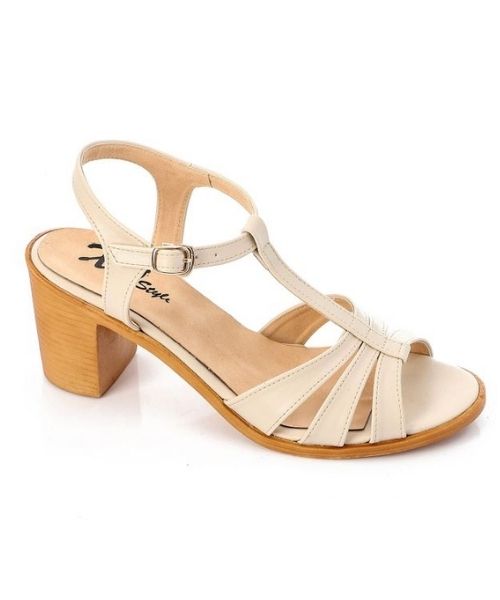 XO Style Faux Leather Heels Sandal For Women - Beige