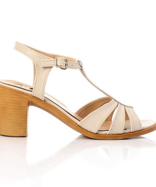 XO Style Faux Leather Heels Sandal For Women - Beige