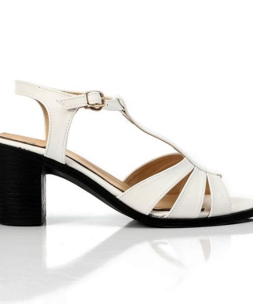 XO Style Faux Leather Heels Sandal For Women - White