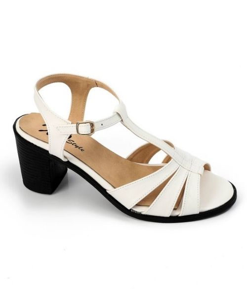 XO Style Faux Leather Heels Sandal For Women - White