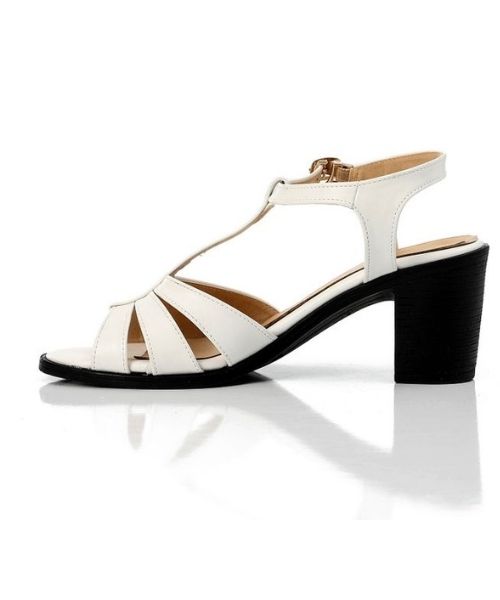 XO Style Faux Leather Heels Sandal For Women - White