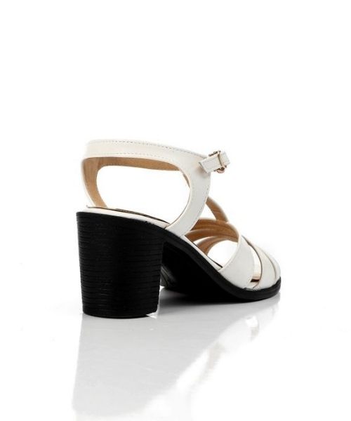 XO Style Faux Leather Heels Sandal For Women - White