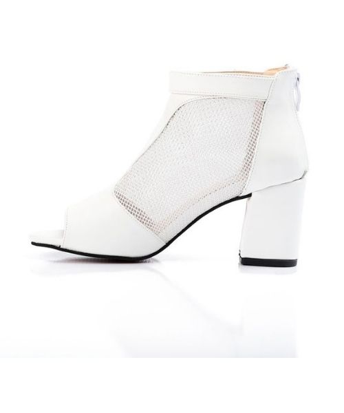 XO Style Faux Leather Heels Sandal For Women - White