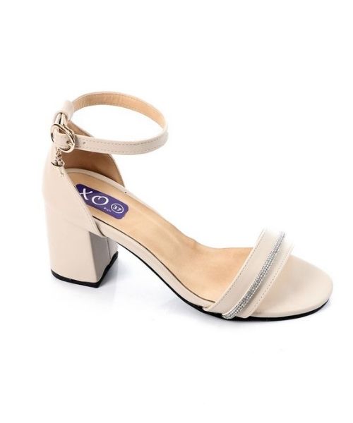 XO Style Faux Leather Heels Sandal For Women - Beige