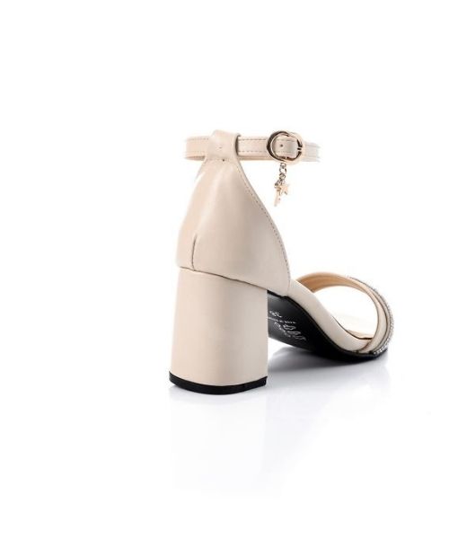 XO Style Faux Leather Heels Sandal For Women - Beige