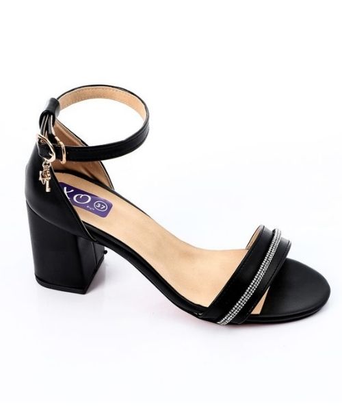 XO Style Faux Leather Heels Sandal For Women - Black