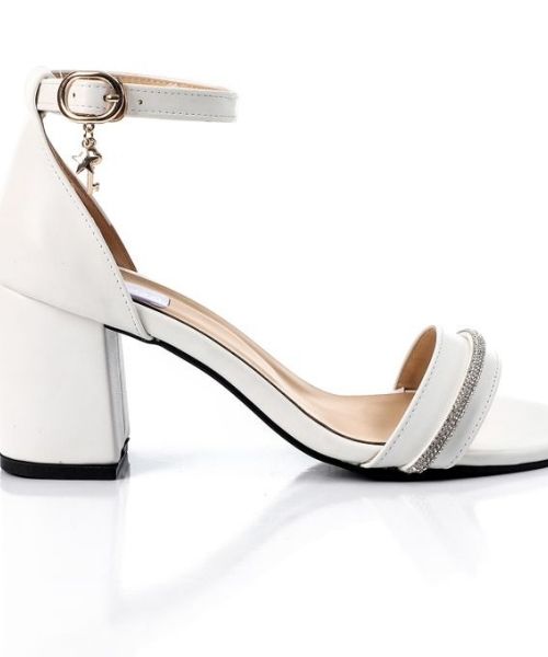 XO Style Faux Leather Heels Sandal For Women - White