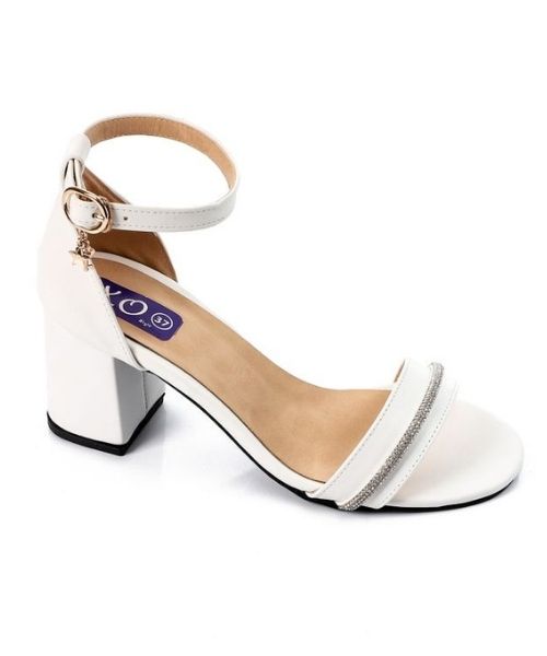 XO Style Faux Leather Heels Sandal For Women - White