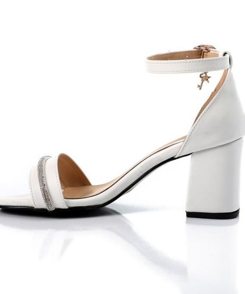 XO Style Faux Leather Heels Sandal For Women - White