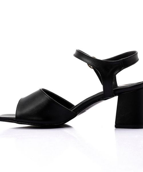 XO Style Faux Leather Heels Sandal For Women - Black