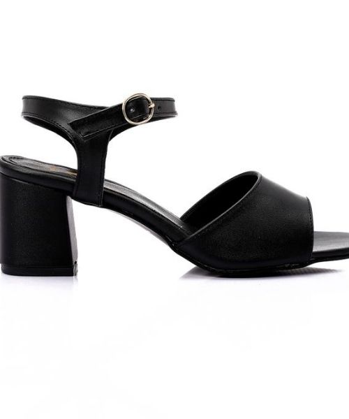 XO Style Faux Leather Heels Sandal For Women - Black