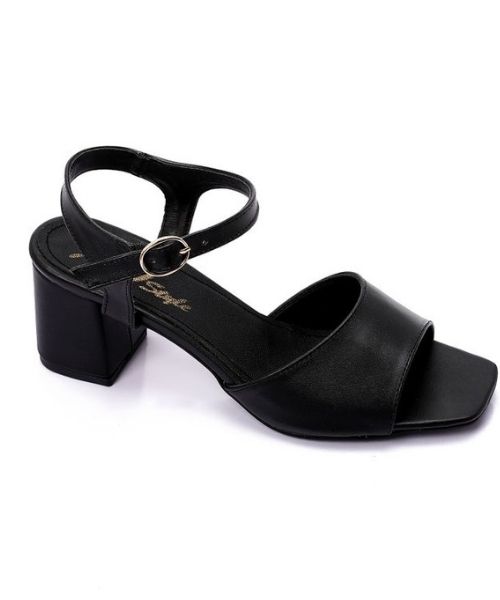 XO Style Faux Leather Heels Sandal For Women - Black