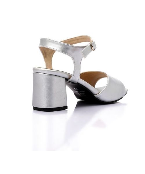 XO Style Faux Leather Heels Sandal For Women - Silver