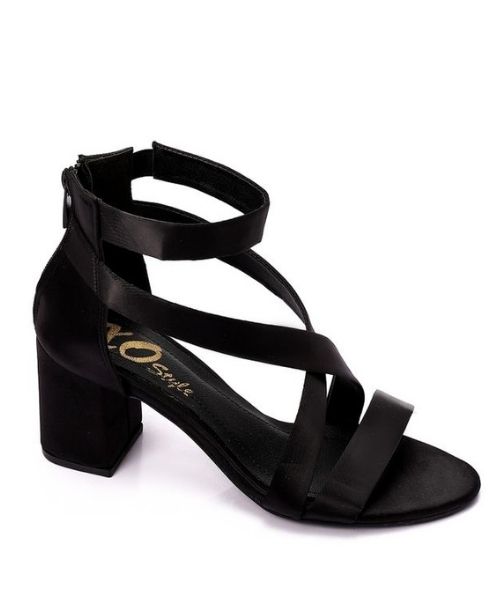 XO Style Faux Leather Heels Sandal For Women - Black